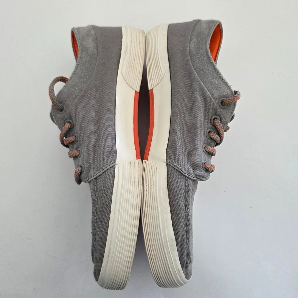 Polo Ralph‎ Lauren Boat Shoes Grey Orange Canvas Moc Toe Mens 10
